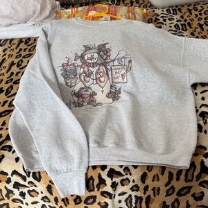 Fruit of the Loom Gray Snowman Crewneck Sweater